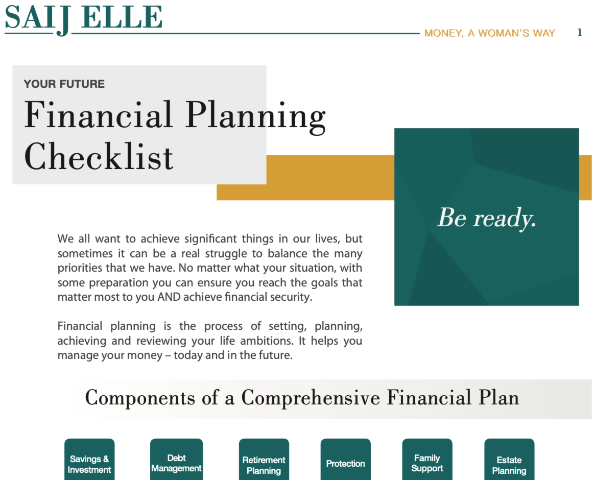 Free Financial Planning Checklist Saij Elle